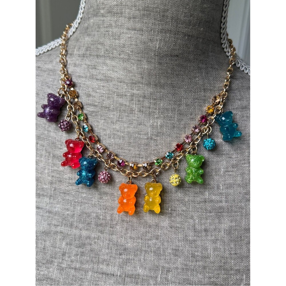 Betsey Johnson Gummy Bear Rainbow Rhinestone Necklace